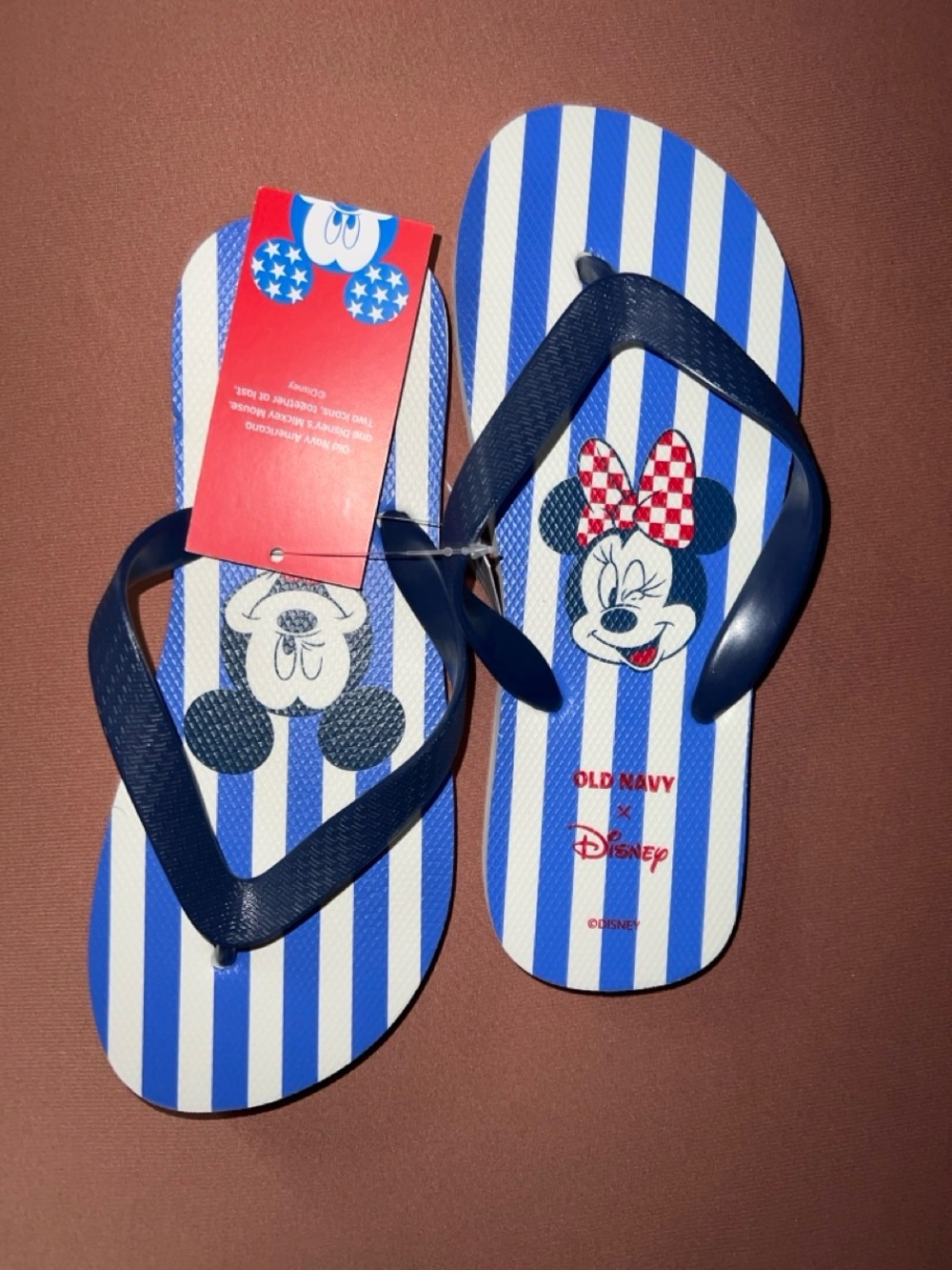 Kids' Minnie Mouse Blue Striped Flip-Flops